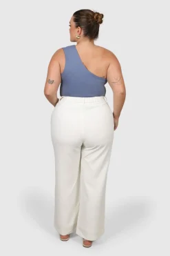 Fayt Tops | SULLIVAN ONE SHOULDER TOP STEEL BLUE