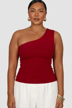 Fayt Tops | SULLIVAN ONE SHOULDER TOP CHERRY
