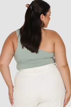 Fayt Tops | SULLIVAN ONE SHOULDER TOP SEAFOAM
