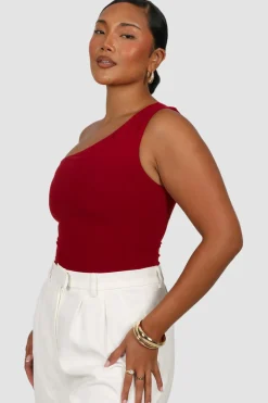 Fayt Tops | SULLIVAN ONE SHOULDER TOP CHERRY