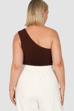 Fayt Tops | SULLIVAN ONE SHOULDER TOP CHOC