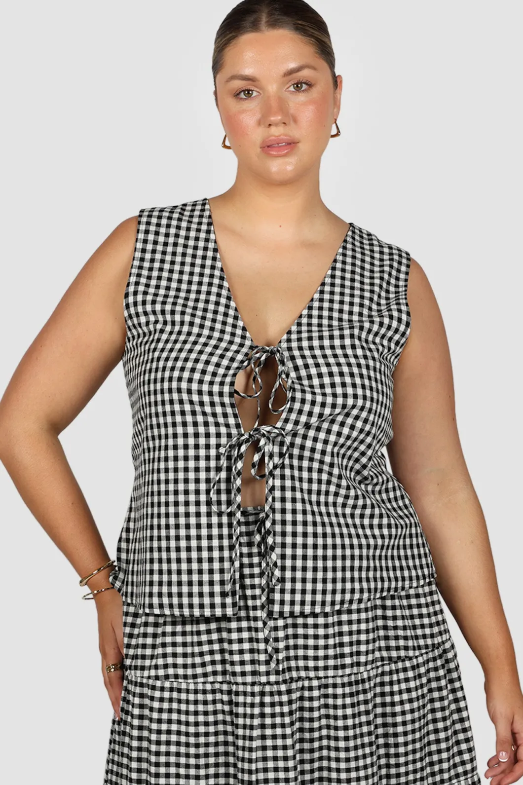 Fayt Tops | Sets | TORBIN TOP B&W GINGHAM