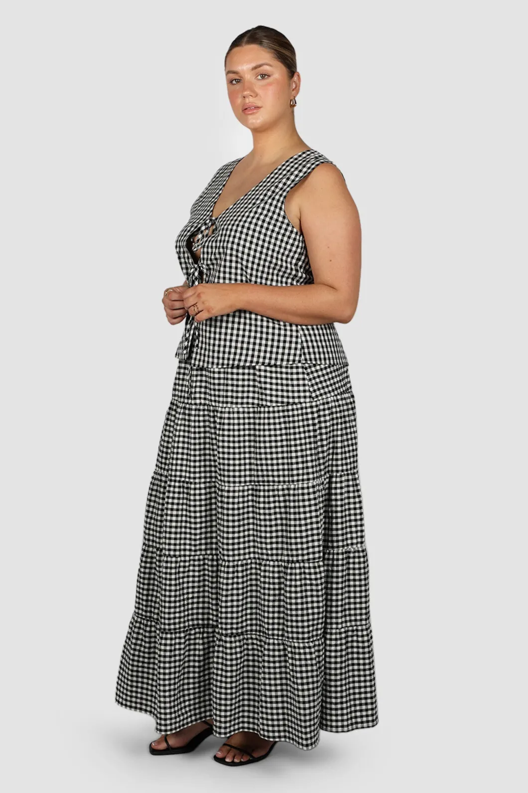 Fayt Tops | Sets | TORBIN TOP B&W GINGHAM