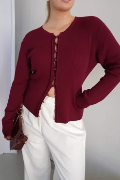 Fayt Tops | Sweaters & Knits | WREN RIB KNIT TOP MERLOT