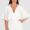 Fayt Playsuits + Jumpsuits | ZEPHYR LINEN BLEND PLAYSUIT WHITE