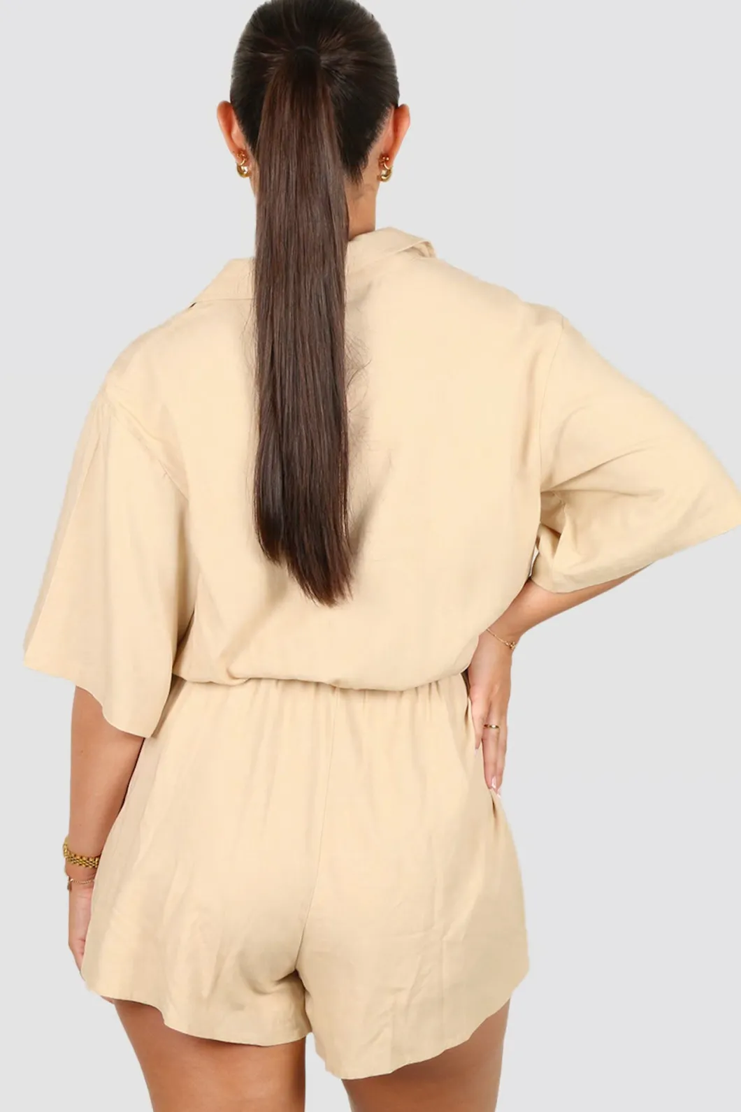 Fayt Playsuits + Jumpsuits | ZEPHYR LINEN PLAYSUIT NEUTRAL