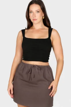 Fayt Skirts | ZOLA LINEN SKIRT CHARCOAL