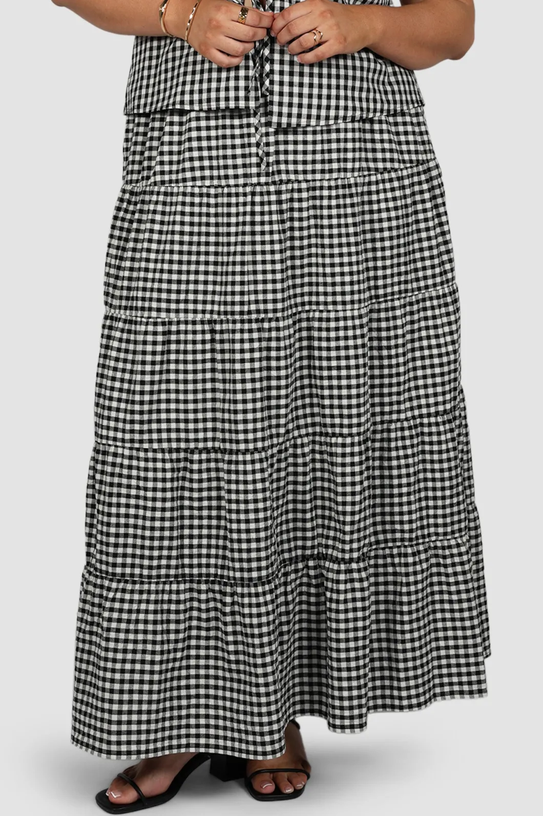 Fayt Skirts | Sets | ZYLA MAXI SKIRT B&W GINGHAM
