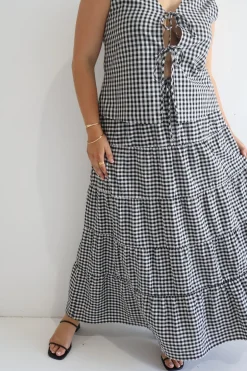 Fayt Skirts | Sets | ZYLA MAXI SKIRT B&W GINGHAM