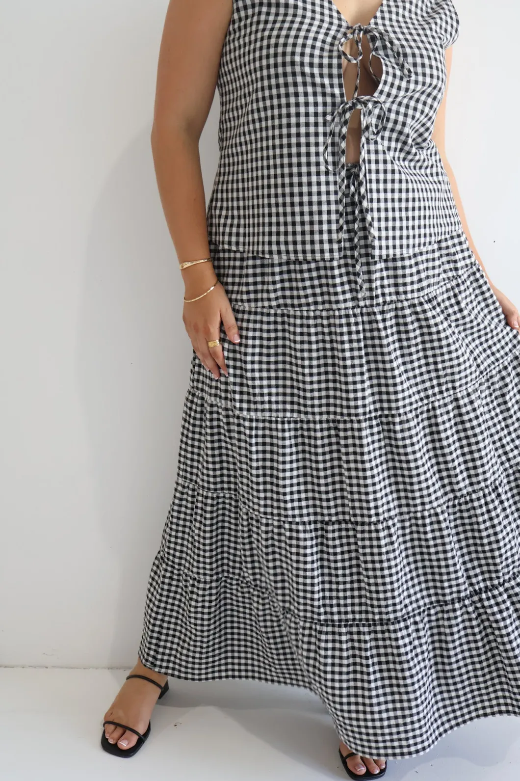 Fayt Skirts | Sets | ZYLA MAXI SKIRT B&W GINGHAM