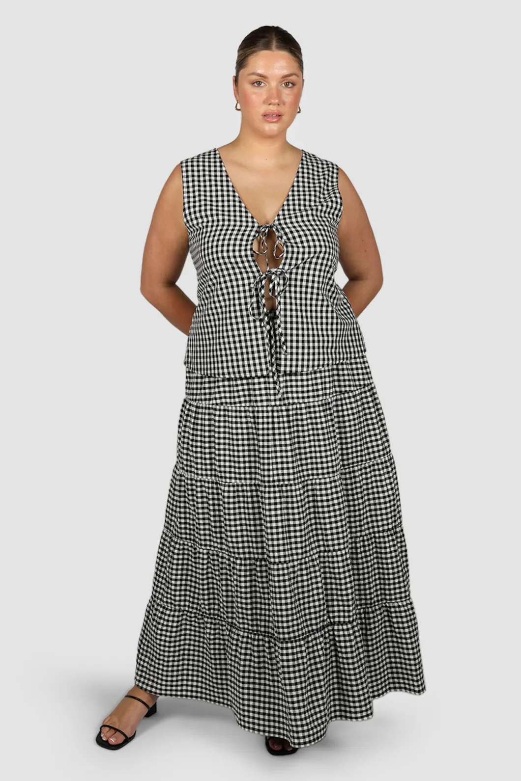 Fayt Skirts | Sets | ZYLA MAXI SKIRT B&W GINGHAM