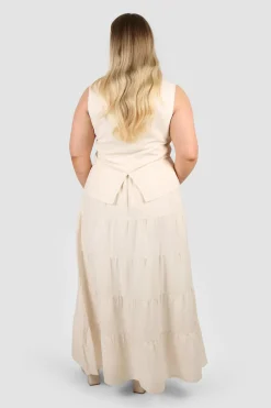 Fayt Skirts | Sets | ZYLA TIERED MAXI SKIRT NEUTRAL