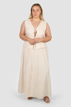 Fayt Skirts | Sets | ZYLA TIERED MAXI SKIRT NEUTRAL